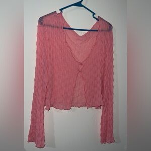 Pink sheer cardigan shein